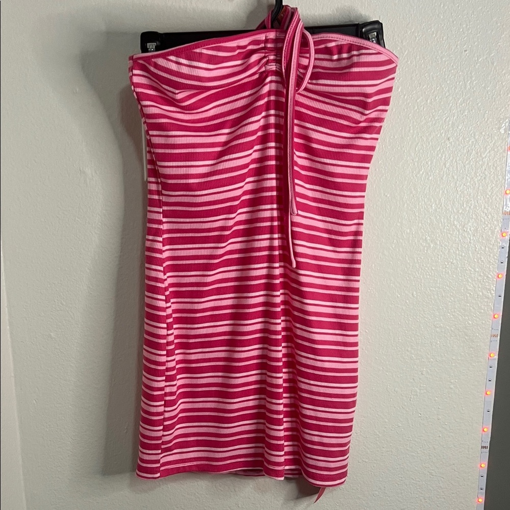 SHEIN Pink Striped Mini Dress